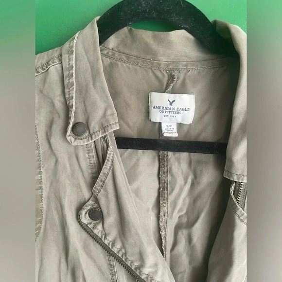 CLEARANCE American Eagle‎ Army Green longline Utility Vest Small - Picture 3 of 4